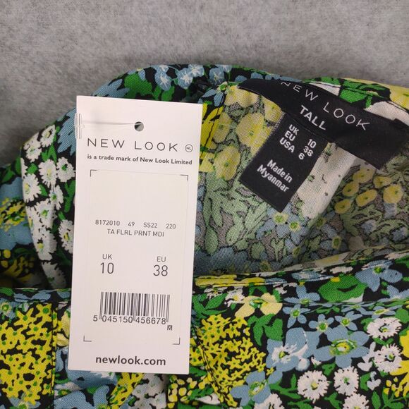 ASOS New Look Tall Peter Pan Collar Puff Sleeve Floral Midi Dress, Women's 6 - Picture 5 of 13